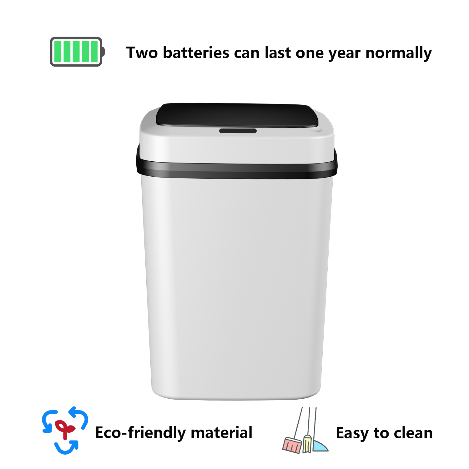 BDI Smart Sensor Trash Can – 13L Touchless Automatic Garbage Bin, Odor Control, Silent Close, Waterproof, Battery Powered for Home/Office