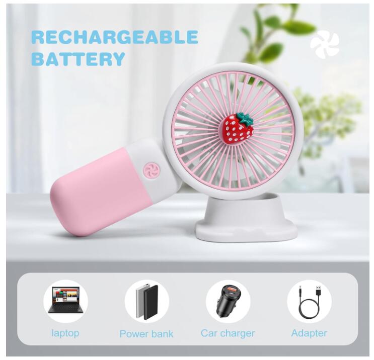 Cute Handheld Portable Fan Strong Power With USB Rechargeable