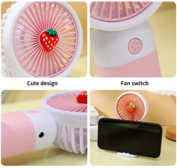 Cute Handheld Portable Fan Strong Power With USB Rechargeable