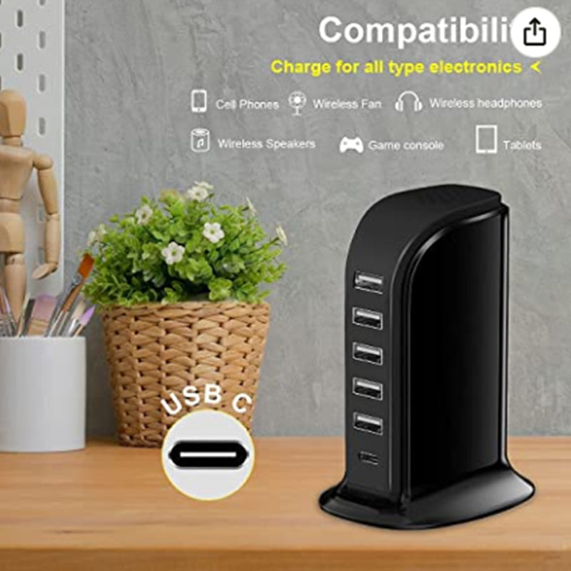 Desktop charging station （6 in 1 USB Charger Block）506AC