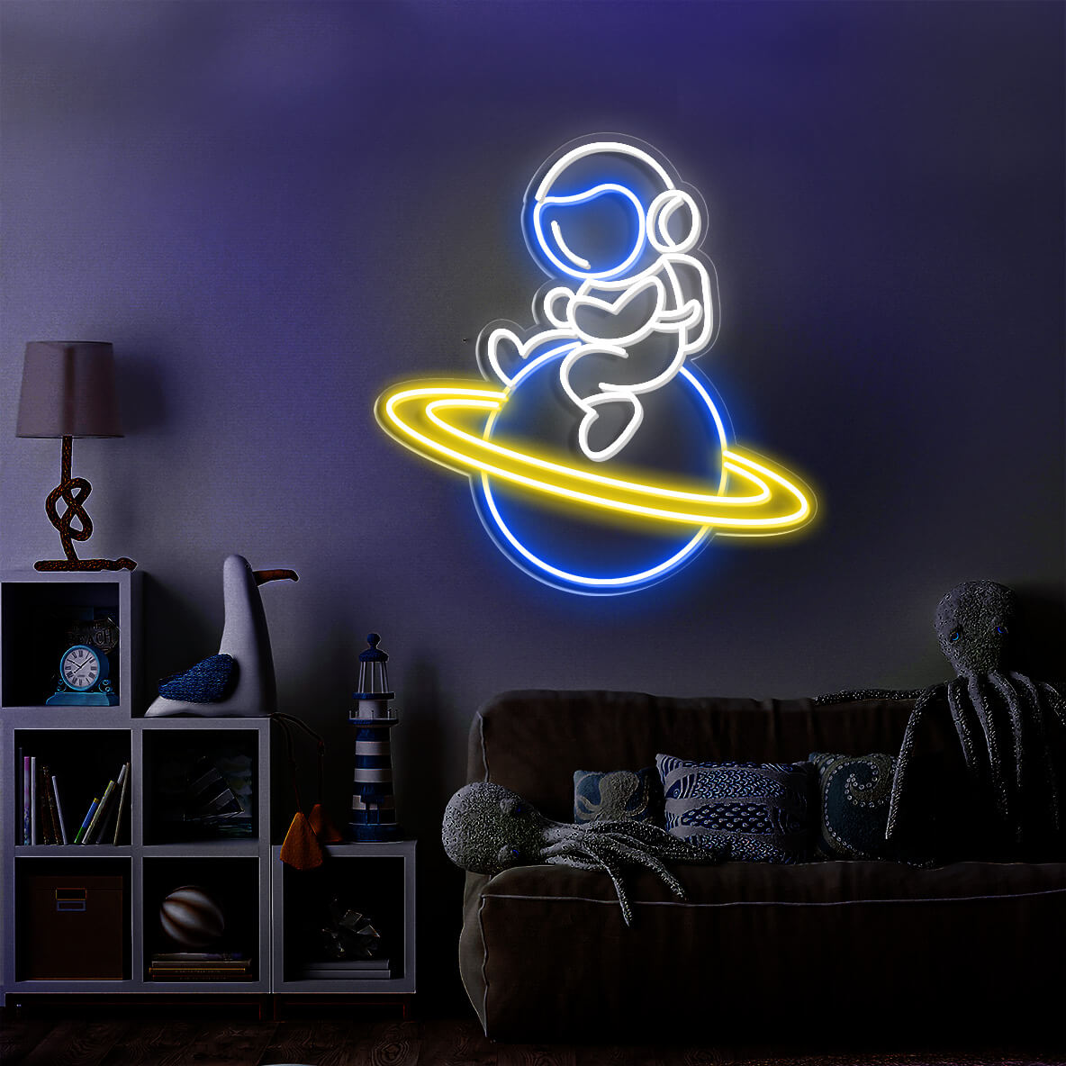 Spaceman Neon Sign Planet Astronaut Neon Sign Led Light