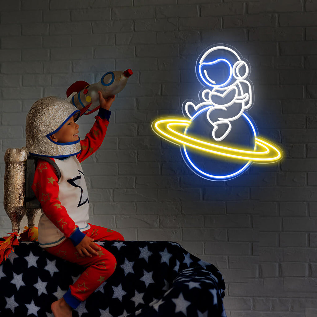 Spaceman Neon Sign Planet Astronaut Neon Sign Led Light
