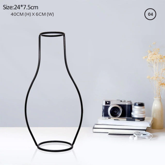 Nordic Line Art Minimalist Iron Frame Tabletop Vase For Kitchen Living Room Table Simple Modern Decoration Scandinavian Home Interior Styling