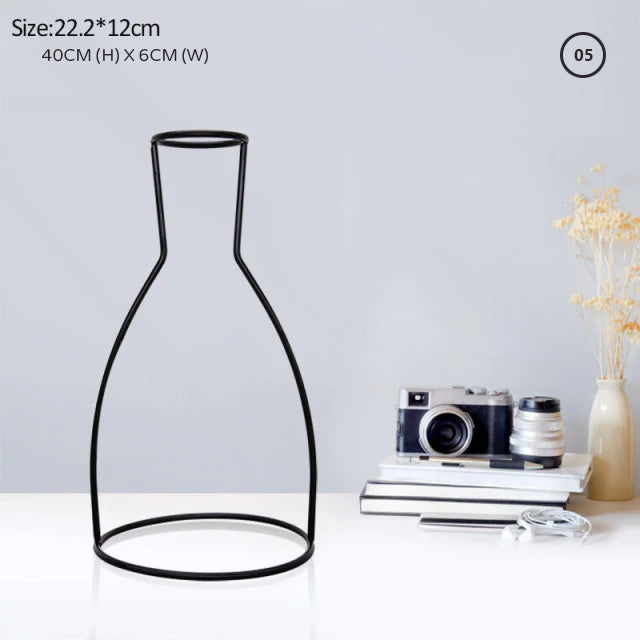 Nordic Line Art Minimalist Iron Frame Tabletop Vase For Kitchen Living Room Table Simple Modern Decoration Scandinavian Home Interior Styling