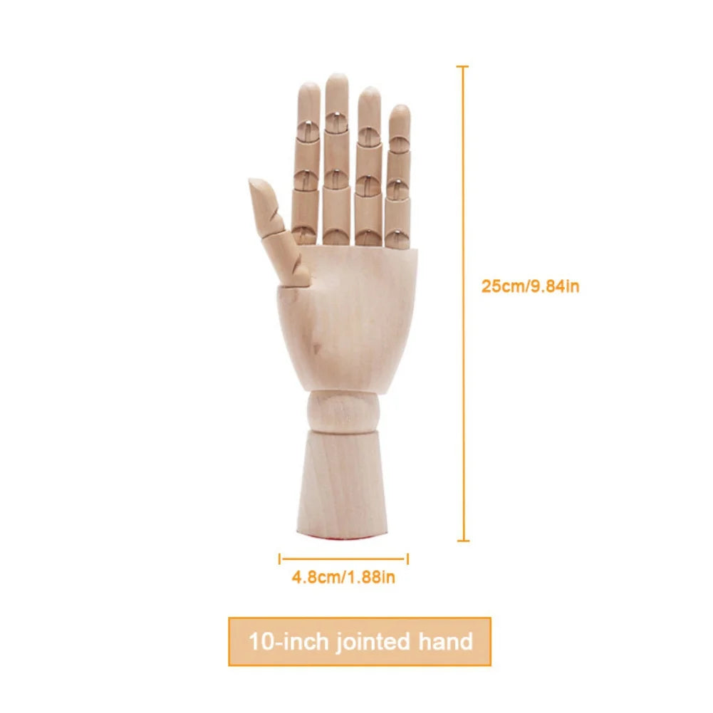 Wooden Hand Figurines Rotatable Joint Mannequin Sketch Sculpting Model Jointed Doll Office Home Desktop Room Decoration Gifts