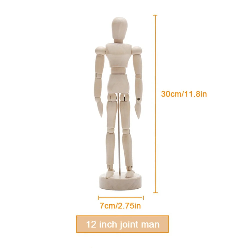 Wooden Hand Figurines Rotatable Joint Mannequin Sketch Sculpting Model Jointed Doll Office Home Desktop Room Decoration Gifts